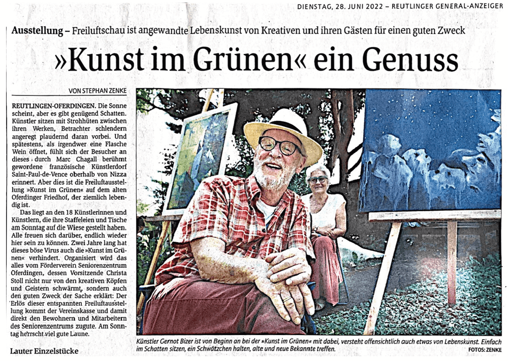 Artikel im GEA - Reutlinger Generalanzeiger, Ausgabe 28.06.2022